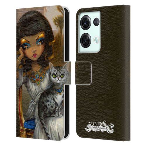 Strangeling Art Egyptian Girl with Cat Leather Book Wallet Case Cover For OPPO Reno8 Pro