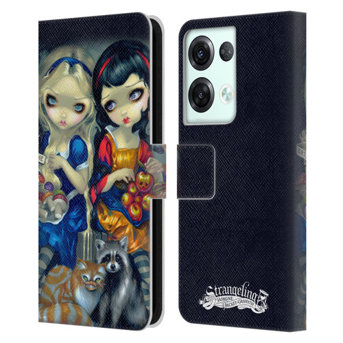 Strangeling Art Girls With Cat And Raccoon Leather Book Wallet Case Cover For OPPO Reno8 Pro