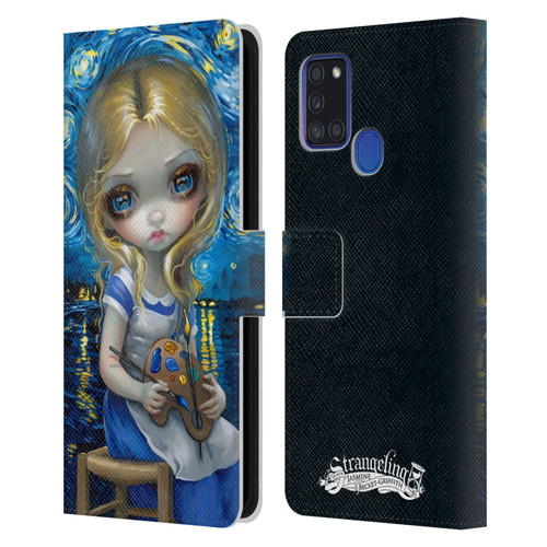 Strangeling Art Impressionist Night Leather Book Wallet Case Cover For Samsung Galaxy A21s (2020)