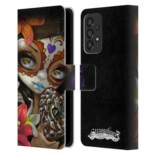 Strangeling Art Day of Dead Heart Charm Leather Book Wallet Case Cover For Samsung Galaxy A33 5G (2022)