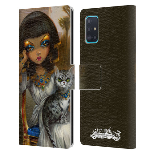 Strangeling Art Egyptian Girl with Cat Leather Book Wallet Case Cover For Samsung Galaxy A51 (2019)