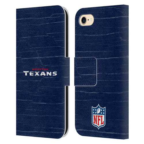 NFL Houston Texans Logo Distressed Look Leather Book Wallet Case Cover For Apple iPhone 7 / 8 / SE 2020 & 2022