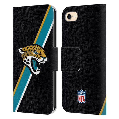 NFL Jacksonville Jaguars Logo Stripes Leather Book Wallet Case Cover For Apple iPhone 7 / 8 / SE 2020 & 2022