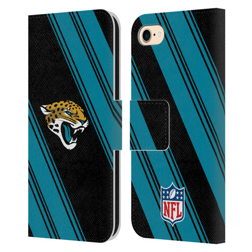NFL Jacksonville Jaguars Artwork Stripes Leather Book Wallet Case Cover For Apple iPhone 7 / 8 / SE 2020 & 2022