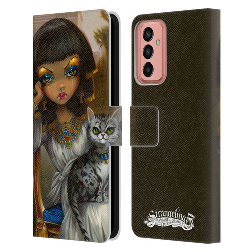 Strangeling Art Egyptian Girl with Cat Leather Book Wallet Case Cover For Samsung Galaxy M13 (2022)