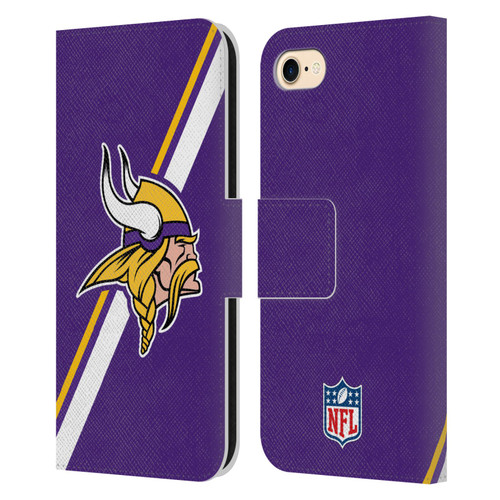 NFL Minnesota Vikings Logo Stripes Leather Book Wallet Case Cover For Apple iPhone 7 / 8 / SE 2020 & 2022