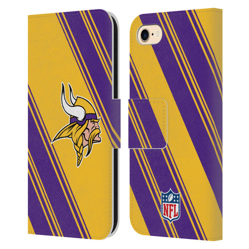NFL Minnesota Vikings Artwork Stripes Leather Book Wallet Case Cover For Apple iPhone 7 / 8 / SE 2020 & 2022