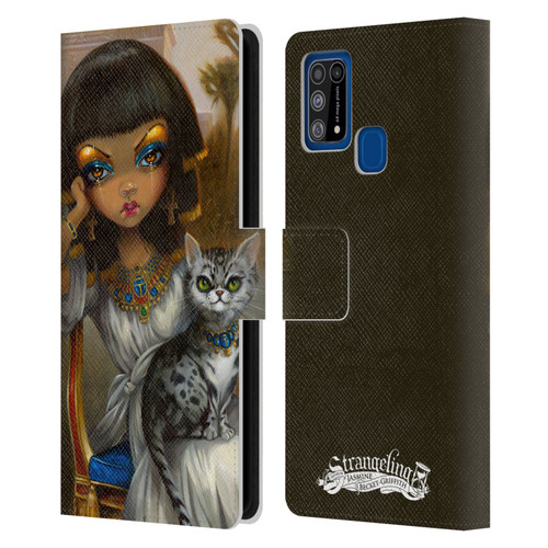 Strangeling Art Egyptian Girl with Cat Leather Book Wallet Case Cover For Samsung Galaxy M31 (2020)