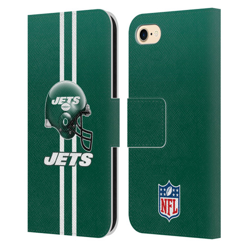 NFL New York Jets Logo Helmet Leather Book Wallet Case Cover For Apple iPhone 7 / 8 / SE 2020 & 2022