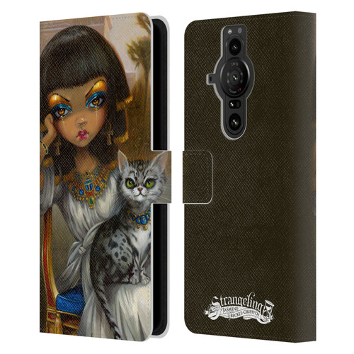 Strangeling Art Egyptian Girl with Cat Leather Book Wallet Case Cover For Sony Xperia Pro-I