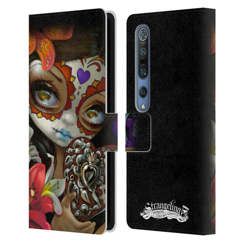 Strangeling Art Day of Dead Heart Charm Leather Book Wallet Case Cover For Xiaomi Mi 10 5G / Mi 10 Pro 5G