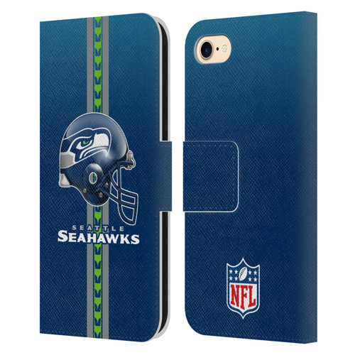 NFL Seattle Seahawks Logo Helmet Leather Book Wallet Case Cover For Apple iPhone 7 / 8 / SE 2020 & 2022