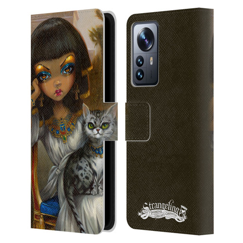 Strangeling Art Egyptian Girl with Cat Leather Book Wallet Case Cover For Xiaomi 12 Pro