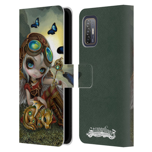 Strangeling Dragon Steampunk Fairy Leather Book Wallet Case Cover For HTC Desire 21 Pro 5G