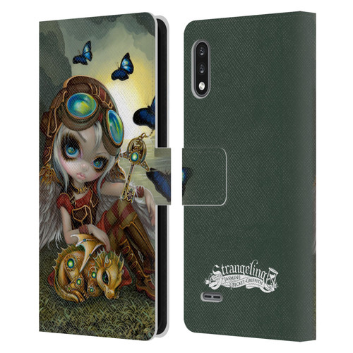 Strangeling Dragon Steampunk Fairy Leather Book Wallet Case Cover For LG K22