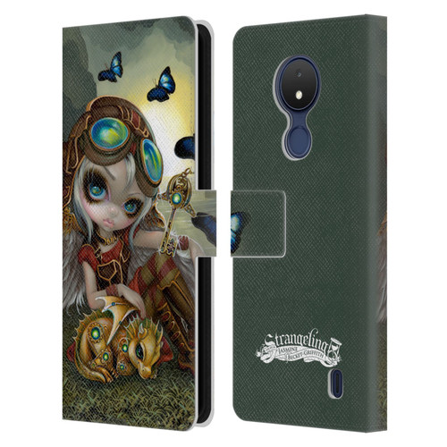 Strangeling Dragon Steampunk Fairy Leather Book Wallet Case Cover For Nokia C21