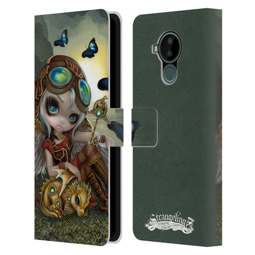 Strangeling Dragon Steampunk Fairy Leather Book Wallet Case Cover For Nokia C30