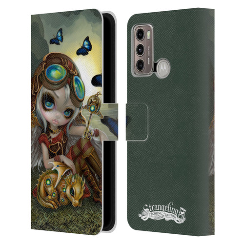 Strangeling Dragon Steampunk Fairy Leather Book Wallet Case Cover For Motorola Moto G60 / Moto G40 Fusion