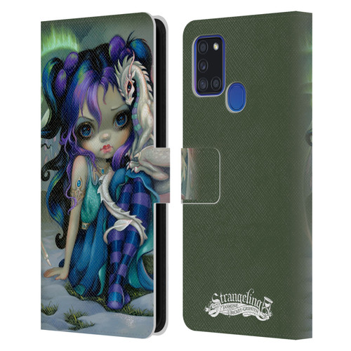 Strangeling Dragon Frost Winter Fairy Leather Book Wallet Case Cover For Samsung Galaxy A21s (2020)