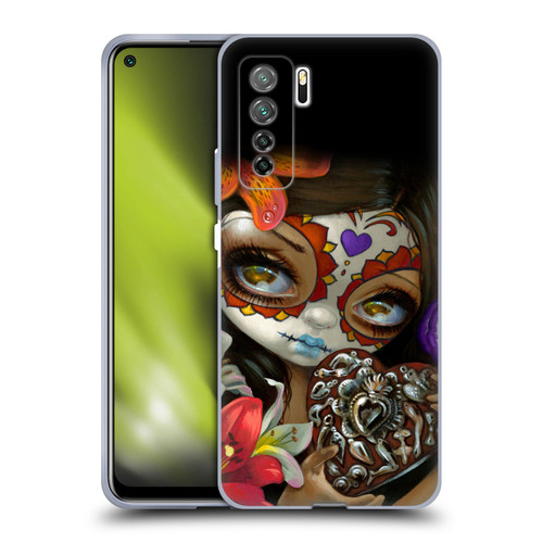 Strangeling Art Day of Dead Heart Charm Soft Gel Case for Huawei Nova 7 SE/P40 Lite 5G