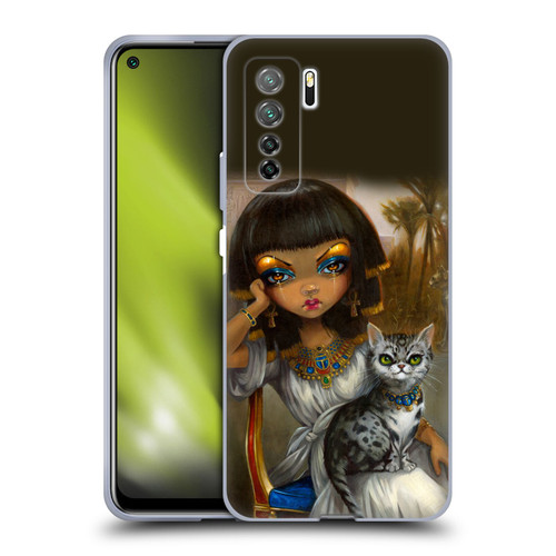 Strangeling Art Egyptian Girl with Cat Soft Gel Case for Huawei Nova 7 SE/P40 Lite 5G