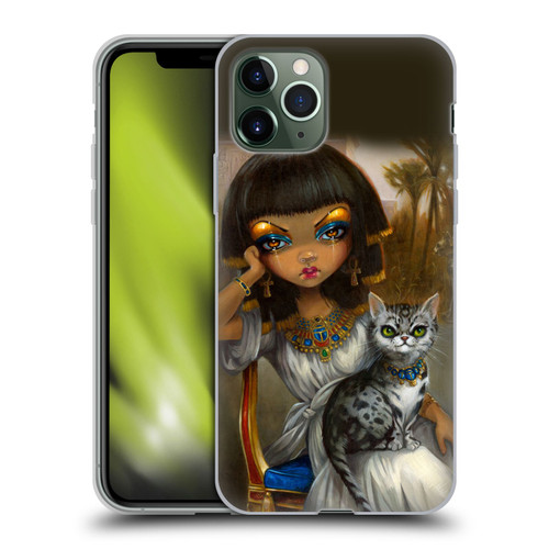 Strangeling Art Egyptian Girl with Cat Soft Gel Case for Apple iPhone 11 Pro