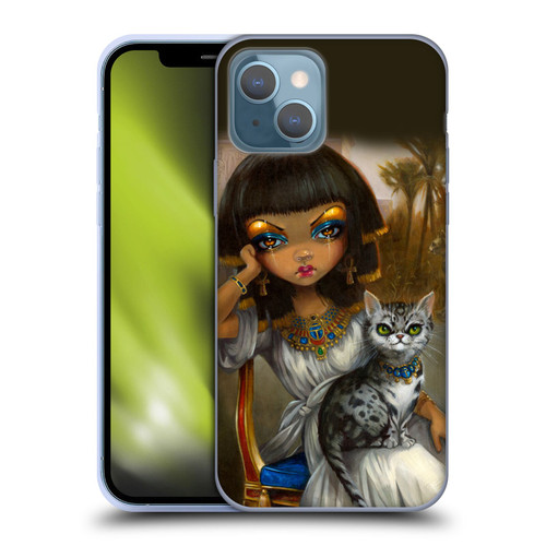 Strangeling Art Egyptian Girl with Cat Soft Gel Case for Apple iPhone 13