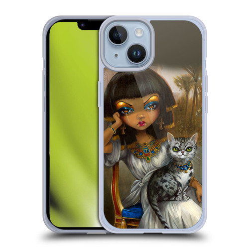 Strangeling Art Egyptian Girl with Cat Soft Gel Case for Apple iPhone 14