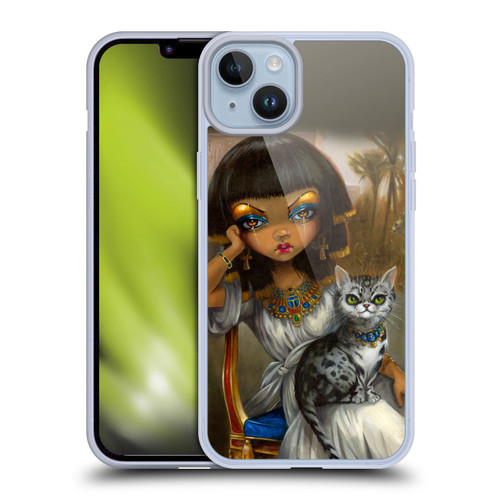 Strangeling Art Egyptian Girl with Cat Soft Gel Case for Apple iPhone 14 Plus