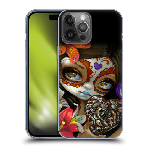 Strangeling Art Day of Dead Heart Charm Soft Gel Case for Apple iPhone 14 Pro Max
