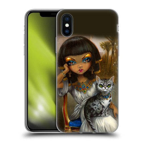 Strangeling Art Egyptian Girl with Cat Soft Gel Case for Apple iPhone X / iPhone XS