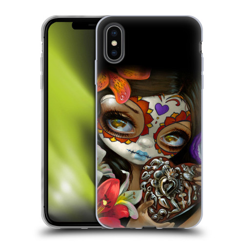 Strangeling Art Day of Dead Heart Charm Soft Gel Case for Apple iPhone XS Max