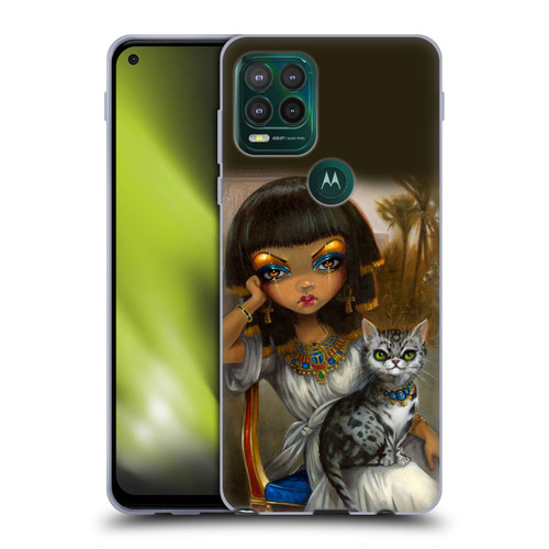 Strangeling Art Egyptian Girl with Cat Soft Gel Case for Motorola Moto G Stylus 5G 2021