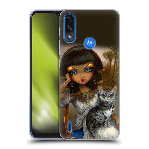 Strangeling Art Egyptian Girl with Cat Soft Gel Case for Motorola Moto E7 Power / Moto E7i Power