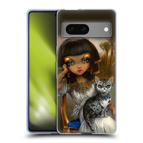 Strangeling Art Egyptian Girl with Cat Soft Gel Case for Google Pixel 7