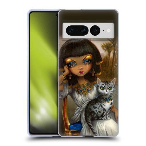 Strangeling Art Egyptian Girl with Cat Soft Gel Case for Google Pixel 7 Pro