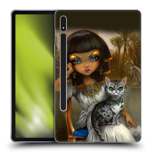 Strangeling Art Egyptian Girl with Cat Soft Gel Case for Samsung Galaxy Tab S8