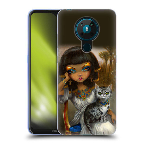 Strangeling Art Egyptian Girl with Cat Soft Gel Case for Nokia 5.3
