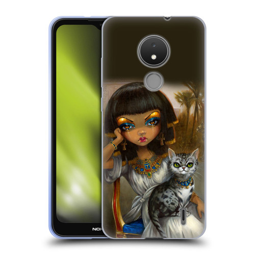 Strangeling Art Egyptian Girl with Cat Soft Gel Case for Nokia C21