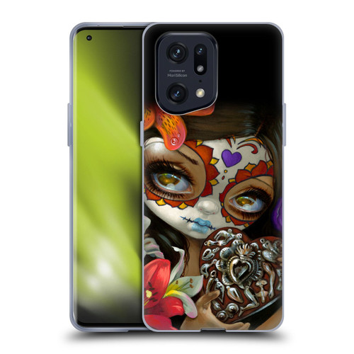 Strangeling Art Day of Dead Heart Charm Soft Gel Case for OPPO Find X5 Pro