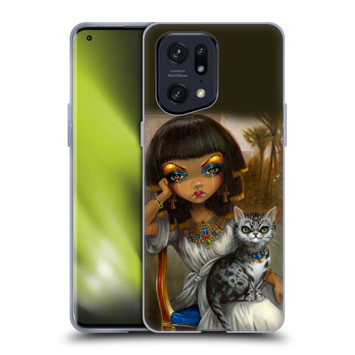 Strangeling Art Egyptian Girl with Cat Soft Gel Case for OPPO Find X5 Pro