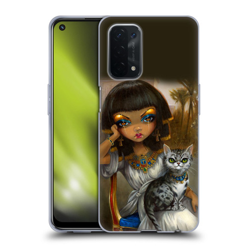 Strangeling Art Egyptian Girl with Cat Soft Gel Case for OPPO A54 5G