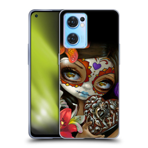 Strangeling Art Day of Dead Heart Charm Soft Gel Case for OPPO Reno7 5G / Find X5 Lite