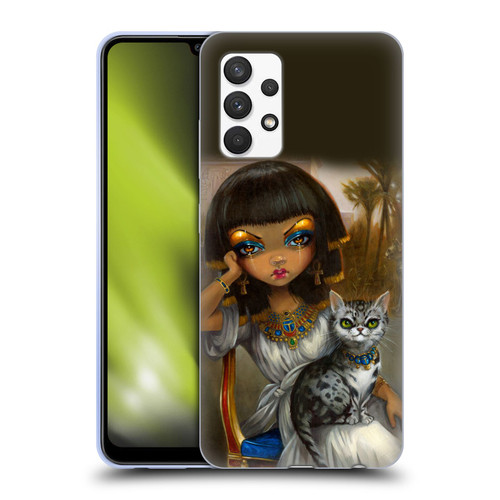 Strangeling Art Egyptian Girl with Cat Soft Gel Case for Samsung Galaxy A32 (2021)