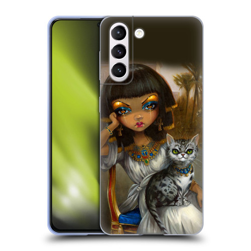 Strangeling Art Egyptian Girl with Cat Soft Gel Case for Samsung Galaxy S21 5G