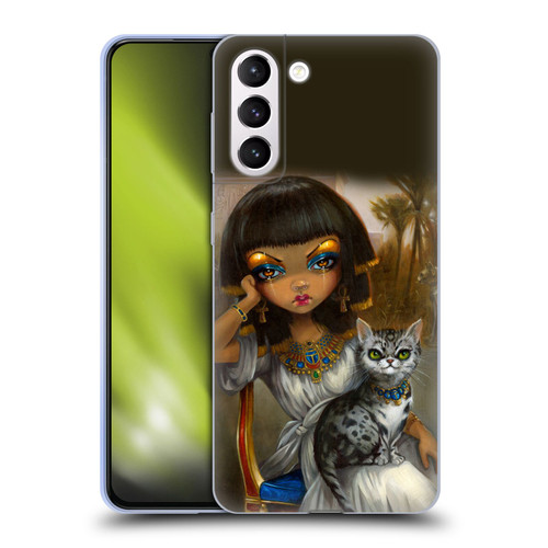 Strangeling Art Egyptian Girl with Cat Soft Gel Case for Samsung Galaxy S21+ 5G