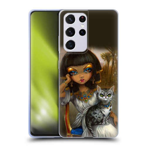 Strangeling Art Egyptian Girl with Cat Soft Gel Case for Samsung Galaxy S21 Ultra 5G
