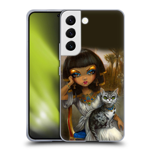 Strangeling Art Egyptian Girl with Cat Soft Gel Case for Samsung Galaxy S22 5G