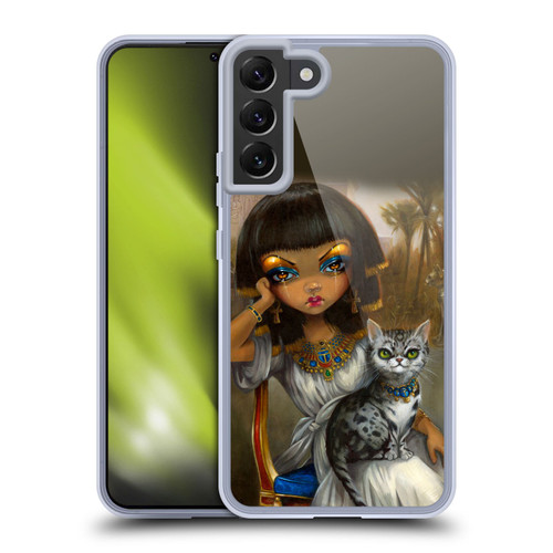 Strangeling Art Egyptian Girl with Cat Soft Gel Case for Samsung Galaxy S22+ 5G