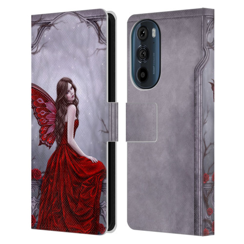 Rachel Anderson Fairies Winter Rose Leather Book Wallet Case Cover For Motorola Edge 30